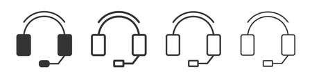 Support headphones icons collection in two different styles and different stroke. Vector illustration EPS10のイラスト素材