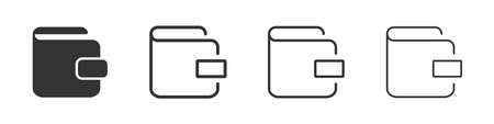 Wallet icons collection in two different styles and different stroke. Vector illustration EPS10のイラスト素材