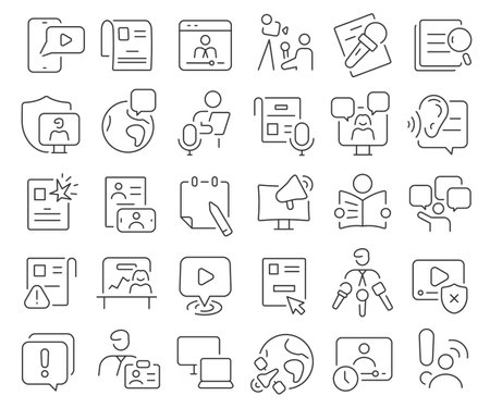 News and press line icons collection. Thin outline icons pack. Vector illustration eps10のイラスト素材
