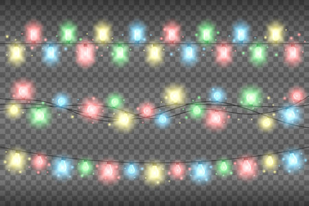 Garlands light ribbon for festive, holiday on a transparent backgroundのイラスト素材