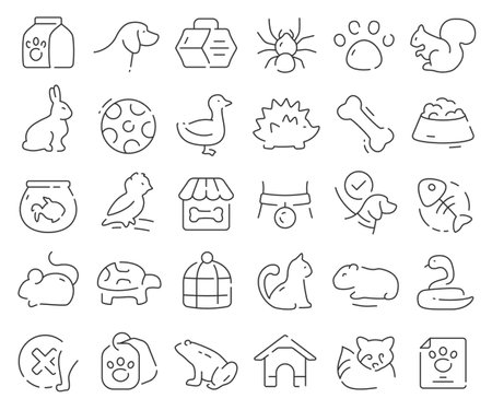 Pets line icons collection. Thin outline icons pack. Vector illustration eps10のイラスト素材