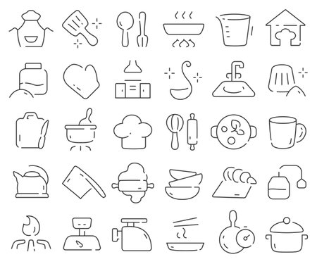 Cooking line icons collection. Thin outline icons pack. Vector illustration eps10のイラスト素材