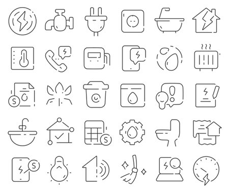 Public utilities line icons collection. Thin outline icons pack. Vector illustration eps10のイラスト素材
