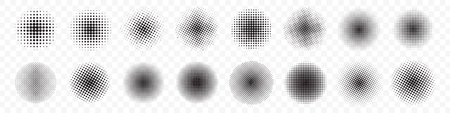 Creative circle halftone collection. Set of black halftone elementsのイラスト素材