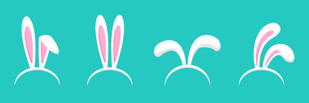 Set of cartoon rabbit ears in a flat designのイラスト素材