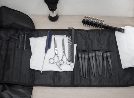 Hairdresser's set on the table. Beauty industryの写真素材