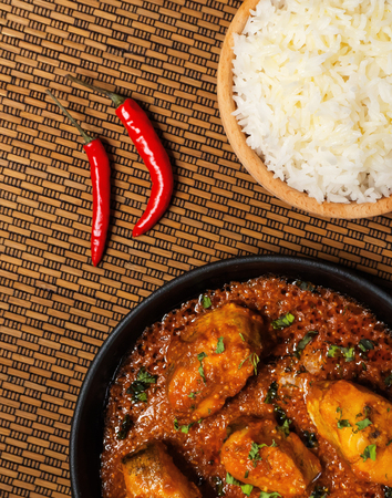 Fish in mustard seeds, Bengali cuisine, Asia traditional assorted dishesの写真素材