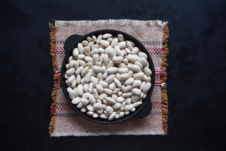 White bean grains. The view from the topの写真素材