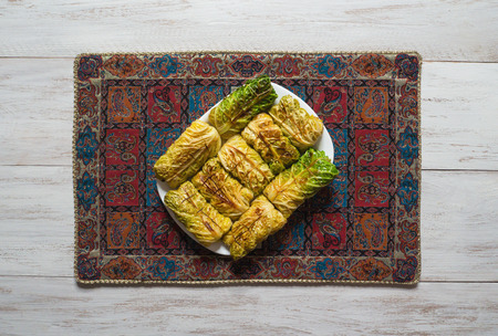 Cabbage rolls with rice and vegetables. Ramadan food.の写真素材