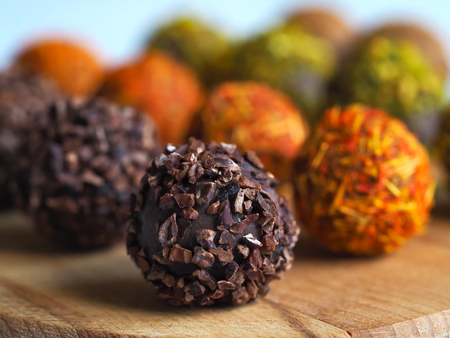 Arab sweets from dates. Healthy organic energy bites with nut.の写真素材