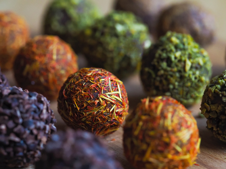 Arab sweets from dates. Healthy organic energy bites with nut.の写真素材