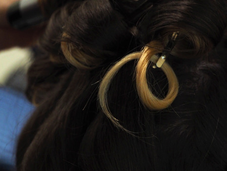 A lock of tinted hair. Close upの写真素材