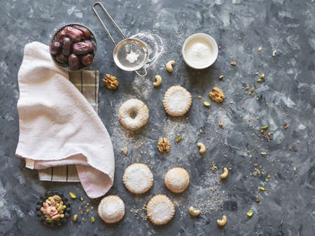 Ramadan sweets background. Cookies of El Fitr Islamic Feast.