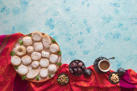 Ramadan sweets background. Cookies of El Fitr Islamic Feast.の写真素材