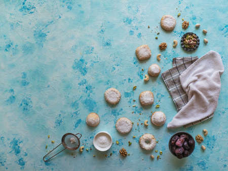 Ramadan sweets background. Cookies of El Fitr Islamic Feast.の写真素材