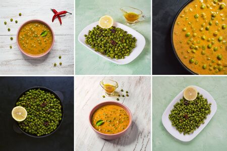 Collage from different pictures of Indian Spiced Peas.
