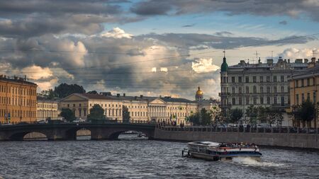 Panoramic view of the Fontanka river embankment in St. Petersburg. Russia.の写真素材