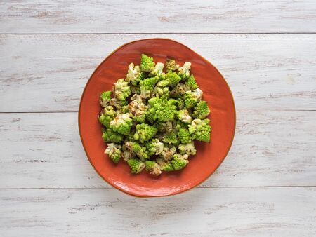 Baked cabbage romanesco with spices. Asian food. Top view.の写真素材