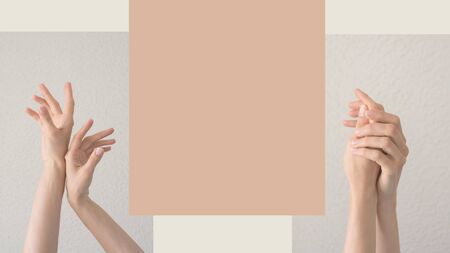 Elegant and graceful hands design poster. Template for poster, banner, invitation, cover.の写真素材