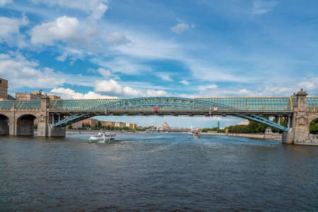 Pushkin (Andreevsky) bridge in Moscow. Navigation. August 1, 2020.