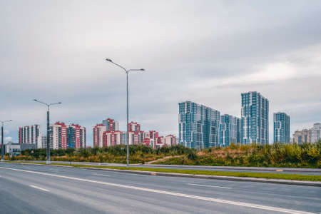 Residential neighborhood in the South-West of Saint Petersburg.の写真素材