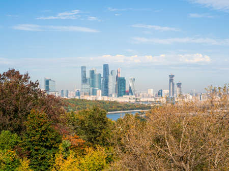 Beautiful autumn view of Moscow. Moscow international business center in sunny day. Business...