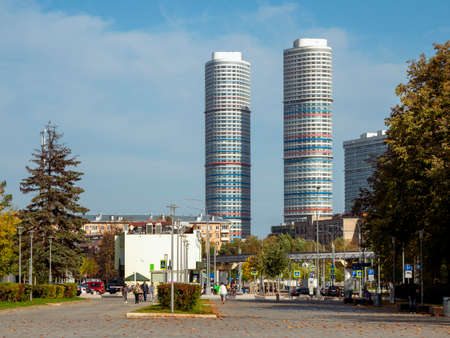 City life. Wonderful views of autumn Moscow. VDNH district.の写真素材