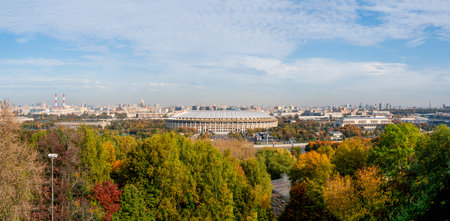 Russia, Moscow, September, 30 2020. Children's Playground in a beautiful Park near the River Station. A modern residential neighborhood in the North of Moscow.のeditorial素材