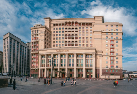 Russia, Moscow, September, 30 2020. Children's Playground in a beautiful Park near the River Station. A modern residential neighborhood in the North of Moscow.のeditorial素材