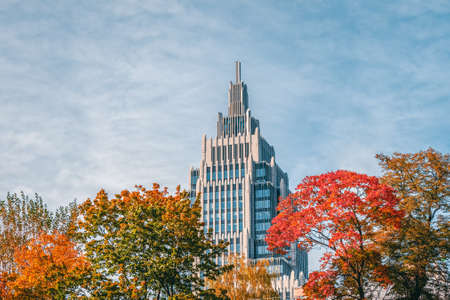 Original modern multi-storey building in the north of Moscow. Modern residential high-rise architecture.のeditorial素材