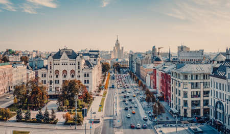 Saint-Petersburg, Russia, September 25, 2020. Aptekarskaya Embankment in St. Petersburg with modern commercial office buildings made of glass and concrete and a television tower.のeditorial素材
