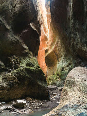 Saltinskij gorge - a unique nature reserve. Gorge in mountains landscape nature on Dagestan. Russia. Square panorama.の写真素材
