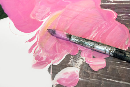 Trail along the snowy hillside. A track of footprints in the snow is a fading perspective.の写真素材