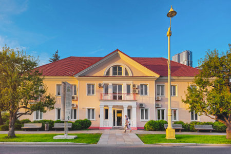 Moscow, Russia - July 12, 2024: Rented building on the territory of VDNH. In Soviet times it was used as a dormitory of the manor of a machine-building station.のeditorial素材