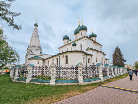 Church of Elijah the Prophet in Yaroslavl. The Golden Ring of Russia. Springtime.の写真素材