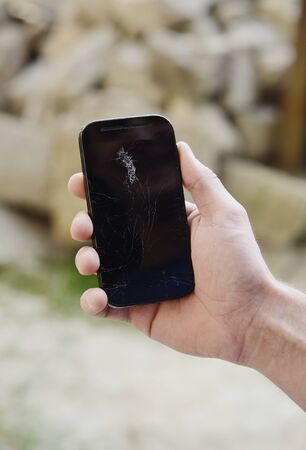 broken screen on a mobile phoneの写真素材