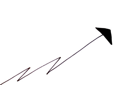 Arrow isolated on a white background with copy space for text.の写真素材