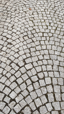 Detailed close up view on cobblestone street textures in high resolution