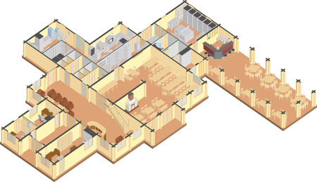 bar restaurant isometricsのイラスト素材