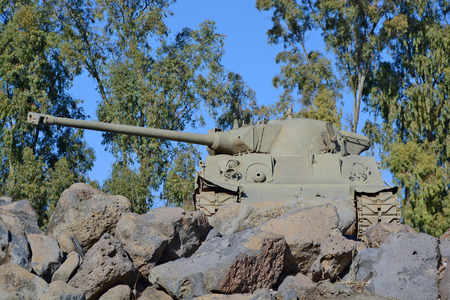 Katzrin, Israel - December 20, 2015: British Centurion tank installed at the memorial at the Katzrinのeditorial素材