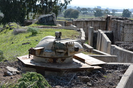 Golan Heights, Israel - February 2, 2014: Old turret on the fortifications in the Golan Heights on the border with Syriaのeditorial素材