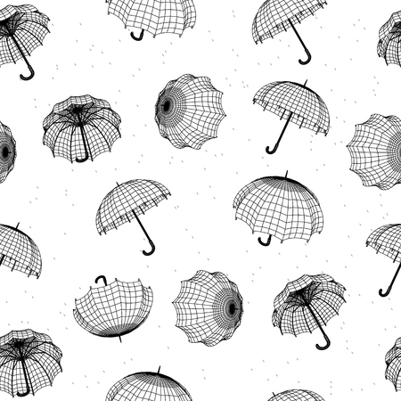 seamless rainy pattern with umbrellas and raindropsのイラスト素材