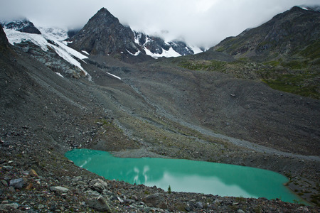 Beautifull valley with view to mountains and  clear lake in Altaj, Russia  at the summerの写真素材