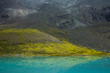 Beautifull valley with view to mountains and   lake in Altaj, Russia  at the summerの写真素材