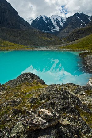 Beautifull valley with view to mountains and   lake in Altaj, Russia  at the summerの写真素材