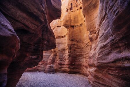 Misterious Red canyon  in the Israil and sun lights and stones in Israil near Eilat with sunlightsの写真素材