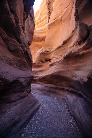 Misterious Red canyon  in the Israil and sun lights and stones in Israil near Eilat with sunlightsの写真素材