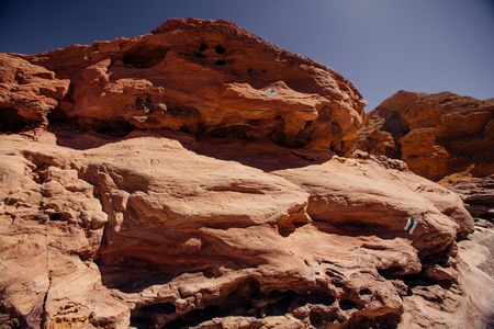 Misterious Red canyon  in the Israil and sun lights and stones in Israil near Eilat with sunlightsの写真素材