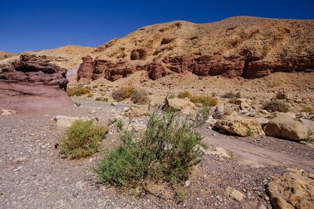Misterious Red canyon  in the Israil and sun lights and stones in Israil near Eilat with sunlightsの写真素材