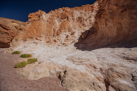 Way in the desert  in the Israil in sunny day with red mountains, green trees and blue sky near Eilatの写真素材